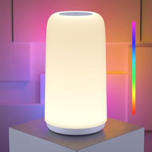 Touch Bedside Table LED Lamp, [Sleek Design & RGB Mode] Multi-Color Dimmable with Warm White Lights, Birthday Gifts for Women…
