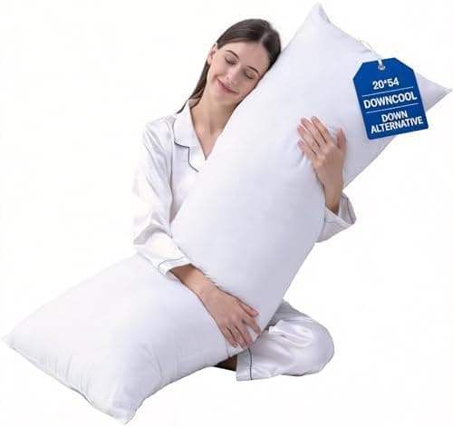 DOWNCOOL Large Body Pillow Insert- Breathable Full Body Pillow for Side Sleeper - Soft Long Bed Pillow for Adults - 20 x 54 inch…
