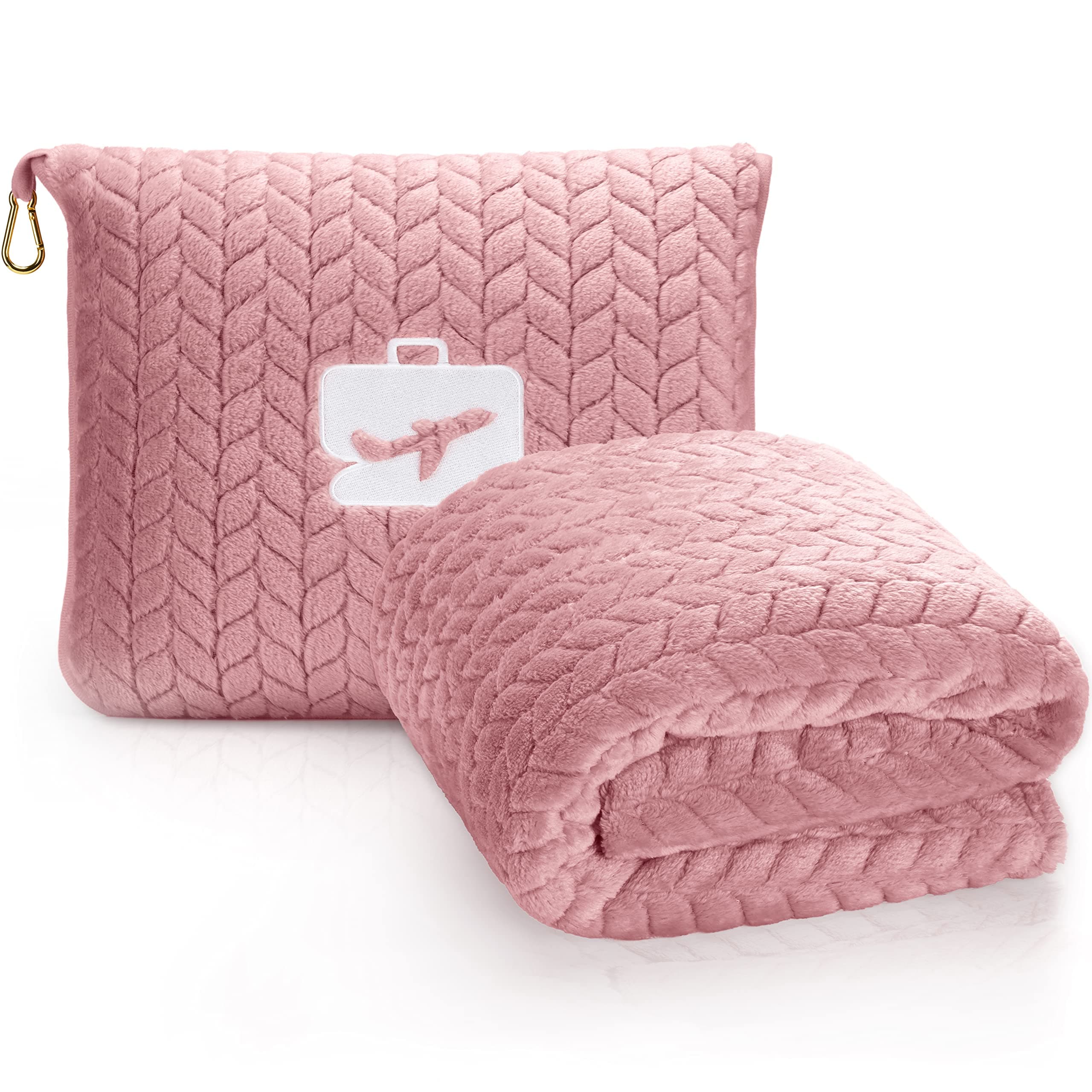 EverSnug Travel Blanket & Pillow 68x42 - Premium Ultra-Soft Microfleece 2 in 1 Compact & Packable Flight Blanket with Soft Bag…