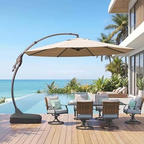 Grand patio 11FT Cantilever Umbrella with Base Outdoor Large Round…