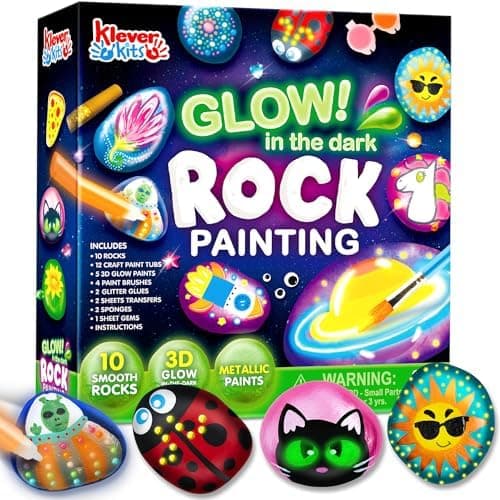Rock Painting Kit- Glow in The Dark Rock Kit, Arts and Crafts for Kids Ages 6-12, Art Supplies Toy, Kids Craft Paint Kits, Arts &…