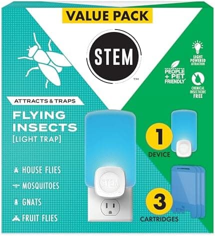 STEM Insect Trap - Indoor Fruit Fly & Gnat Pest Control for House, Home and Kitchen, Attracts & Traps Flying Bugs, Soft Blue…
