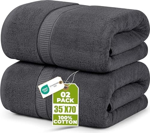 Utopia Towels Jumbo Bath Sheet 2 Piece, 600 GSM, 35 by 70 Inches, 100% Ring Spun Cotton, Absorbent and Quick Dry Extra Large Bath…