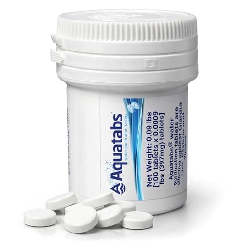 Aquatabs Water Purification Tablets (397mg, 100 Pack). Water Filtration System for Camping, Boating, Emergency Water, Survival…