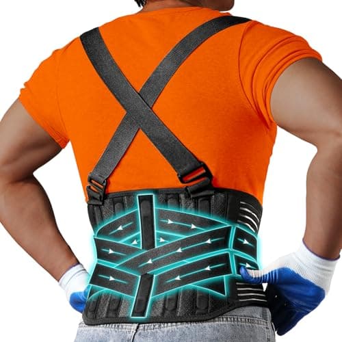 Back Support Belt with 2 Removable Suspender Straps, Back Posture Corrector for Heavy Lifting Safety Protector, Work Back Brace…