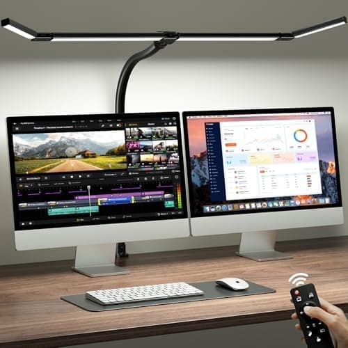 ONEMIX 42" LED Desk Lamp with Clamp, Architect Desk Light with Remote, Adjustable 4-Segment Bar, 1800LM Bright, Eye-Caring Desk…