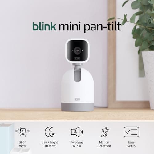Blink Mini Pan-Tilt Camera (newest model), Rotating indoor plug-in smart security camera, two-way audio, HD video, motion…