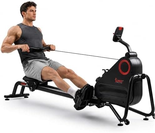 Sunny Health & Fitness Magnetic Rowing Machine for Home Exercise, Quiet & Smooth Rower with Compact…