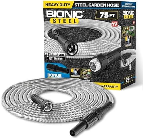 BIONIC STEEL 75 Ft Garden Hose 304 Stainless Steel, 75 Ft Water Hose, Super Tough & Flexible Metal Hose, Lightweight, Crush…