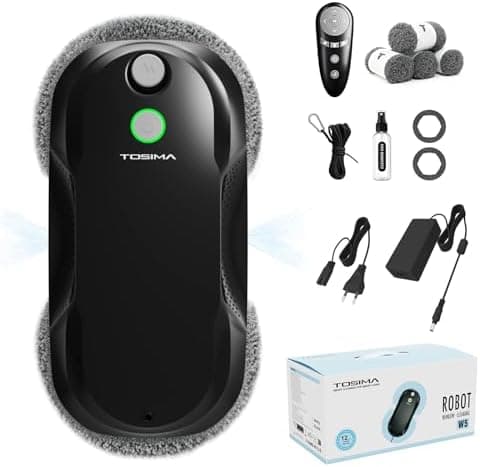 Tosima W5 Window Cleaning Robot, 6400Pa Max Adaptive Suction, Auto-Spray Smart Window Cleaner with Triple Safety System…