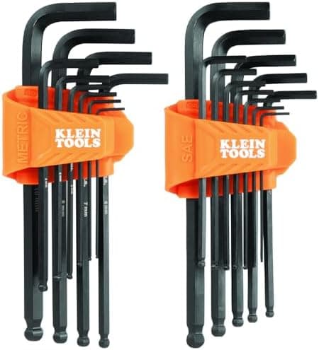 KLEIN TOOLS BLS22 22-Piece Long Ball-End Hex Key Wrench Set, SAE and Metric, Heat-Treated, L-Style…