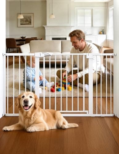 Babelio 29-55 Inch Extra Wide Baby/Dog Gate, PressGuard P7, Metal Auto Close, Pressure Mounted Pet Door for Doorways, NO Need…