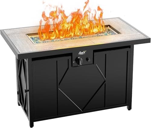 BALI OUTDOORS 42 inch Propane Fire Pit Patio Outdoor Fire Pit Table Large Black Firepits for…