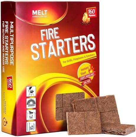 Fire Starter Squares, 160 pcs - Charcoal Fire Starters for Campfires, Grill, Outdoor Pit, Fireplace, Wood Stove, BBQ…