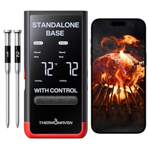 ThermoMaven Smart Bluetooth Wireless Meat Thermometer: Standalone Base, WiFi Unlimited Range, 6 Sensors with…