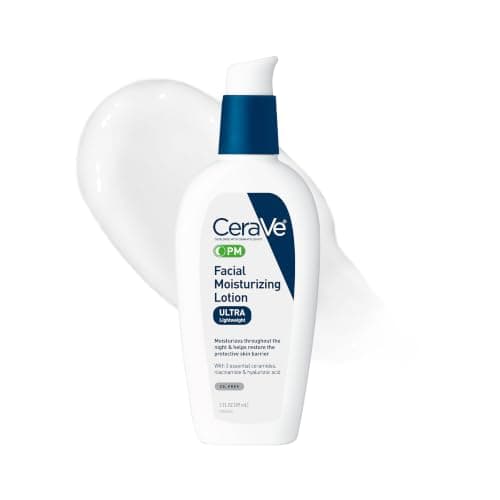 CeraVe PM Facial Moisturizing Lotion, Night Cream with Hyaluronic Acid and Niacinamide, Ultra-Lightweight, Oil-Free Moisturizer…