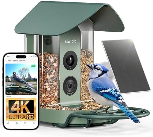 Kiwibit Smart Bird Feeder with Camera Solar Powered, 4K Video Live stream, Wireless Outdoors Bird Camera, AI…