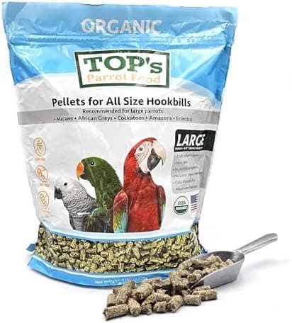 TOP's Parrot Food Pellets Hookbills, Small, Medium and Large Parrots - Non-GMO, Peanut Soy & Corn Free, USDA Organic Certified…