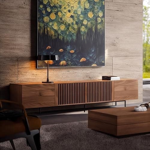 Mid Century Modern TV Stand with 4 Doors, 94.48 Inch Wide Entertainment Center TV Console for Living Room Bedroom, Media Console…