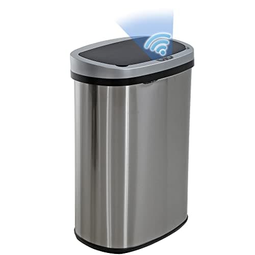 BestOffice | 13 Gallon Trash Can with Lid | Automatic Touchless Garbage Can | Odor Control | Modern Oval Design | Easy to Clean |…