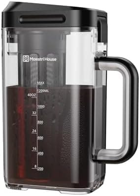 Maestri House Compact Cold Brew Coffee Maker, 40oz Iced Tea and Coffee Maker Brewer Space Saving Tritan Pitcher, 350 Mesh Filter…