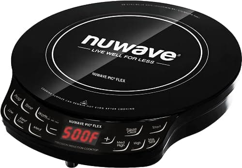 Nuwave Flex Precision Induction Cooktop, 10.25” Shatter-Proof Ceramic Glass, 6.5” Heating Coil, 45 Temps from 100°F to 500°F, 3…