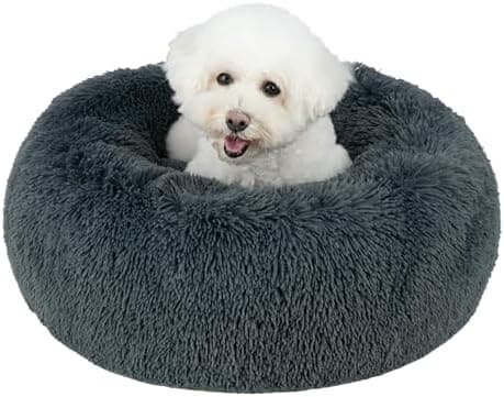 Best Pet Supplies Round Calming Dog Bed for Small, Medium & Large Dogs, Plush Donut Cuddler Pet Bed w/Raised Rim for Head, Neck…