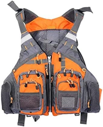 JKSPORTS Fly Fishing Vest - Fishing Safety Life Jacket for Swimming, Sailing, Boating, Kayak - Floating Multifunction Breathable…