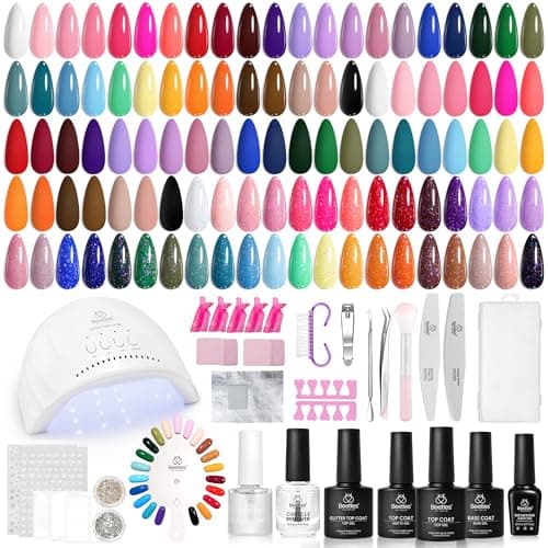 Beetles Gel Nail Polish Kit with U V Light, 68 Pcs Gel Nail Kit 35 Colors Emotional Spectrum with Base Matte&Glossy Top Coat Soak…