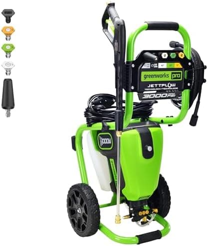 Greenworks 3000 PSI (2.0 GPM Max) Brushless Electric Pressure Washer, Steel Wand, On-Board Soap Tank (15°, 25°, 40°, Soap, and…