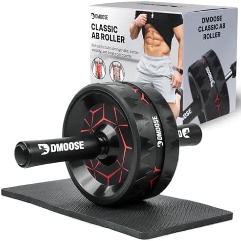 DMoose Fitness Ab Roller Wheel with Elbow Support & 2 Knee Pads - Abdominal Exercise Trainer for Core Strength Training…
