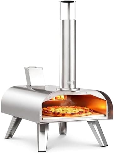 BIG HORN 12" Multi-Fuel Outdoor Pizza Oven Reach up to 1110℉– 3-in-1 Wood,Gas&Electric Compatible(Burners…