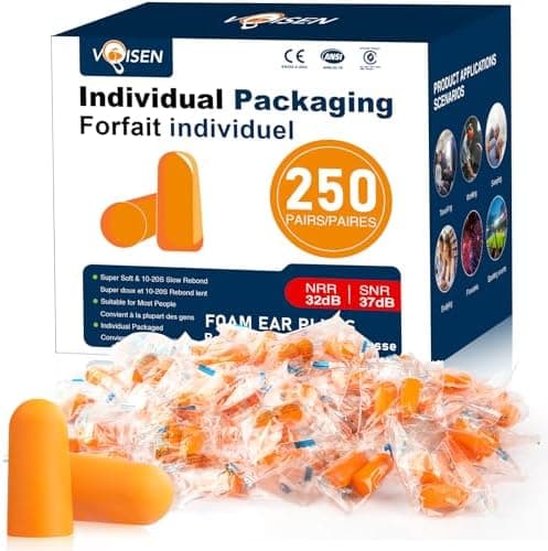 VOISEN Ear Plug,250 Pairs Ear Plugs for Sleeping,32dB NRR 37dB SNR Ear Plugs Noise Cancelling for Snoring, Studying, Loud Events…