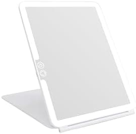 deweisn Folding Lighted Makeup Mirror with 72 LEDs 3 Colors Light Modes USB Rechargable 1800mA Batteries Portable Ultra Thin…