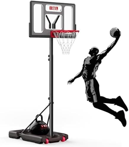 IGL Portable Basketball Hoop, 5.6-10FT Adjustable Basketball Goal System, 40/44 Inch Outdoor Basketball Hoop & Goals for Kids…