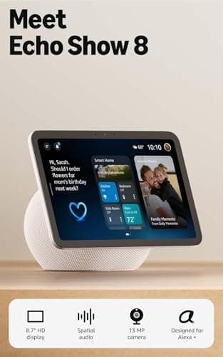 Amazon Echo Show 8 (newest model), Vibrant HD 8.7" display with spatial audio, Designed for Alexa+…