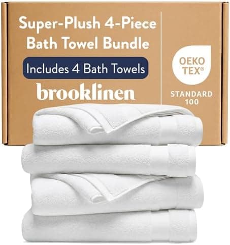 Brooklinen Super-Plush Turkish Cotton Bath Towels - Set of 4 - Cotton, 820 GSM, Highly Absorbent, Machine…
