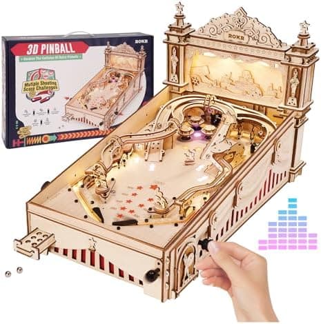 ROKR Miniature Pinball Machine-3D Wooden Puzzles for Adults-DIY Wood…