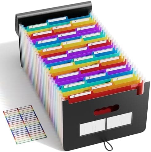 ABC life 26-Pocket Expanding File Folder, Large Capacity Document Organizer with 1/3 Cut Tabs, Letter Size Accordion File…