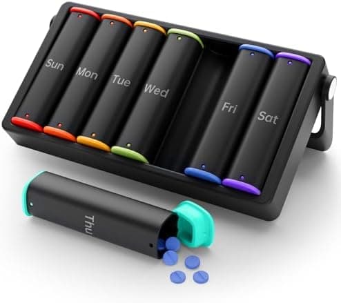 Weekly Pill Organizer 2 Times a Day, KOVIUU Large Travel Pill Box 7 Day, Am Pm Twice Daily Pill Case with Rotatable Handle, Week…