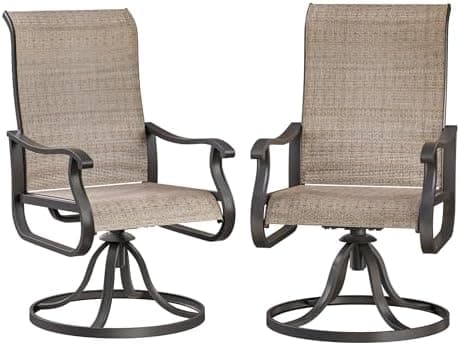 Patio Swivel Chairs Set of 2, Outdoor Dining Chairs with High Back, All-Weather Swivel Rocker Chair for Lawn, Porch or Garden…