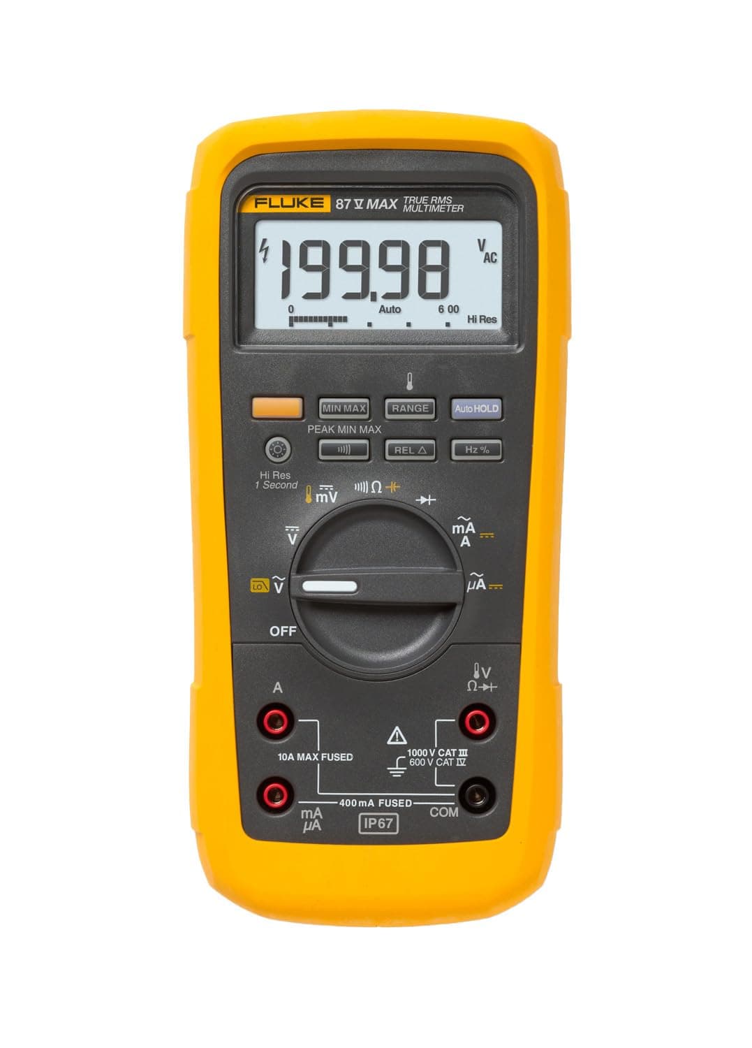 Fluke 87V MAX True-RMS Digital Multimeter, Rugged, Waterproof and Dustproof IP67 Rated, Up to 800 Hour Battery Capacity, Built-In…