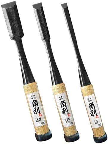 KAKURI Japanese Wood Chisel Set 3 Piece for Woodworking, Made in JAPAN, Japanese Oire Nomi for Carve, Mortise, Dovetail, Sharp…