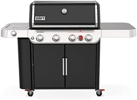 Weber Genesis E-435 Liquid Propane Gas Grill for Outdoor Cooking, 4 Burners and 1 Side Burner, Black – Porcelain-Enameled…