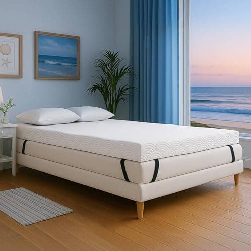 ViscoSoft Active Cooling 4 Inch Queen Size Memory Foam Mattress Topper for Cooler Sleep - Copper-Infused Mattress Pad with Straps…