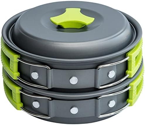 MalloMe Camping Cookware Mess Kit for Backpacking Gear – Camping Cooking Set - Camping Pots and Pans Set…