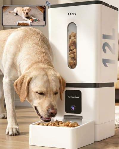 Automatic Dog Feeder Large Breed with Camera - 12L/50 Cups Anti-Clog Dog Food Dispenser for Kibble up to 20mm/0.78 in - WiFi App…