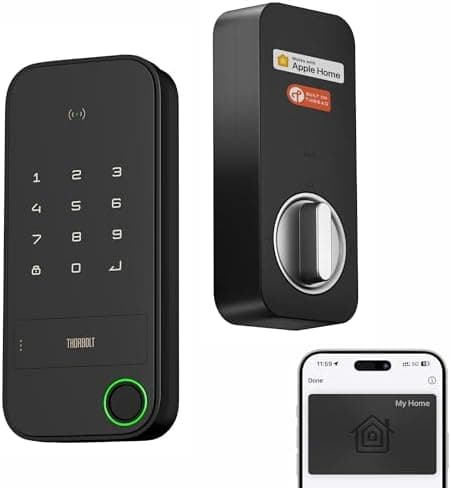 ThorBolt X1 Apple Home Key Lock, iOS ONLY Smart Keyless Entry HomeKit Door Lock with Fingerprint, Keypad Deadbolt Lock Works with…