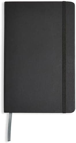 Amazon Basics Classic Lined Writing Notebook for Note Taking and Journaling, Hardcover with Elastic Closure, 240 Pages, 5" x…
