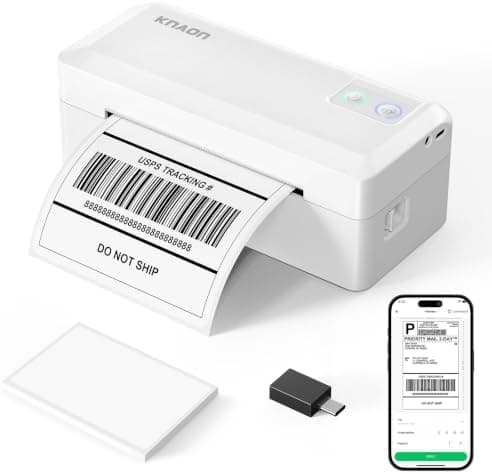 KNAON Shipping Thermal Label Printer, 4x6 Portable Label Printer, Bluetooth Label Maker for Small Business, Support…